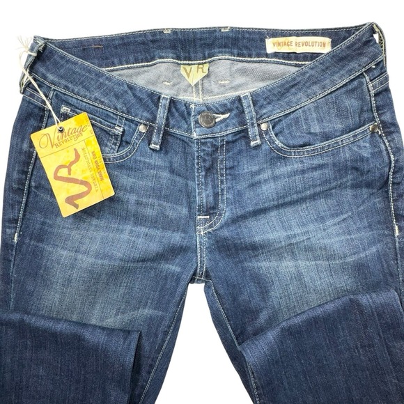 NWT Vintage Revolution Bell Flare Blue Stretch Jeans Denim 5 Pocket Sz 28 - Picture 3 of 12